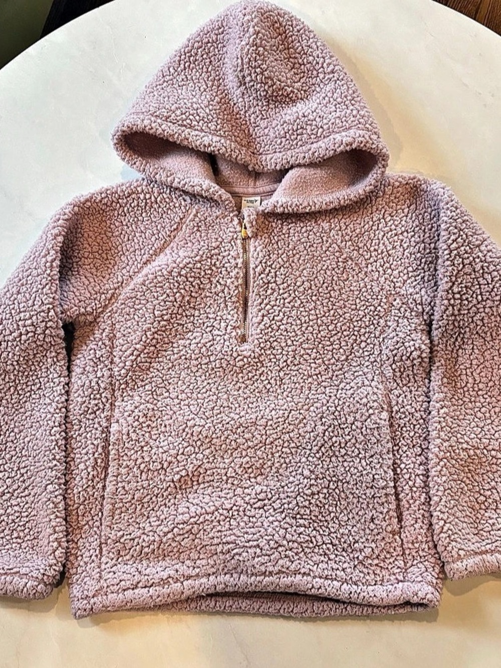 Old Navy Girls Cozy Sherpa Half-Zip Hoodie Pink Girls Medium